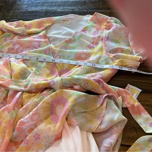 Peach Love California Floral Mini Dress - Pink, Yellow, Orange - Picture 5 of 8